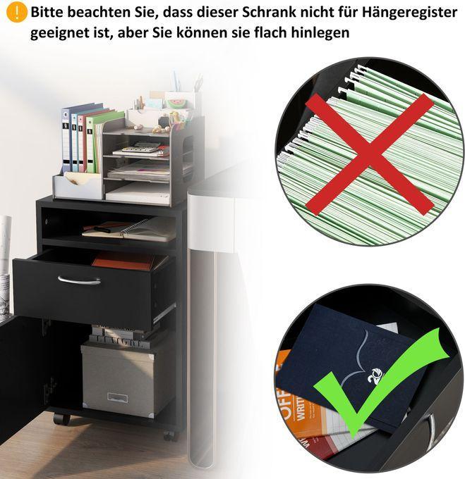 Actual product image Swisshandel24 Roll container Drawer container Container, 1 compartment, 1 shelf, 1 drawer, 40cmx3cmx60cm, black (40 x 35 x 60 cm)