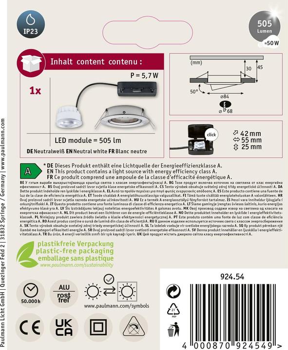 Produktbild Paulmann Einbauleuchte Nova (505 lm)
