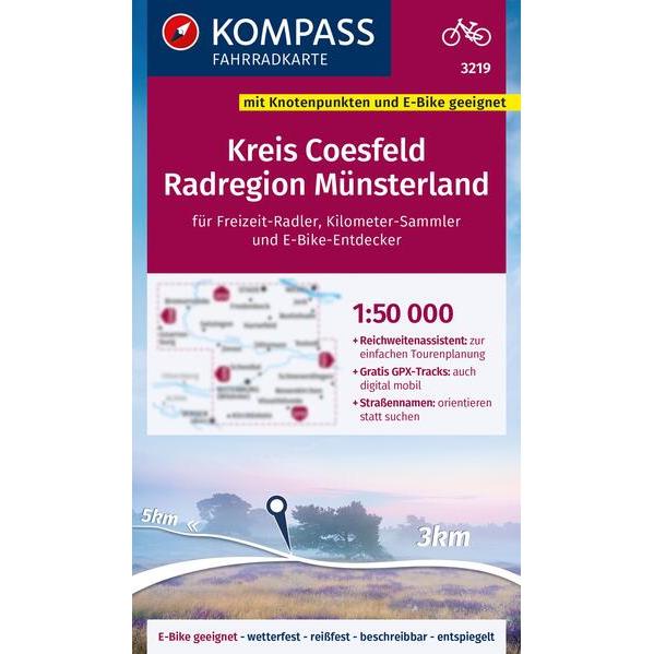 Fahrradkarte 3219 Kreis Coesfeld - Radregion Münsterland mit Knotenpunkten 1:50.000, Landkarte