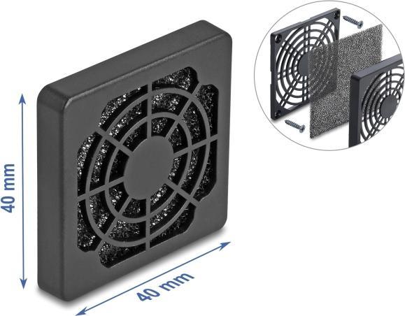 Produktbild Delock Lüftergitter mit Staubfilter 40 x 40 mm schwarz