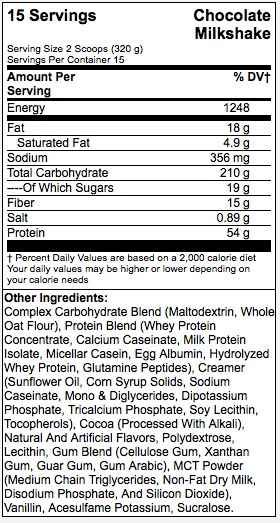 Nährwerte und Zutaten BSN True Mass (Erdbeer, 1 Stk., 4730 g)