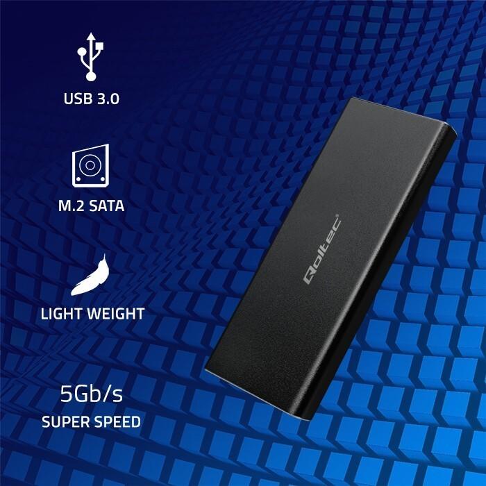 Actual product image Qoltec 51854 Hard drive Enclosure M.2 SATA SSD NGFF USB 3.0 (M.2)