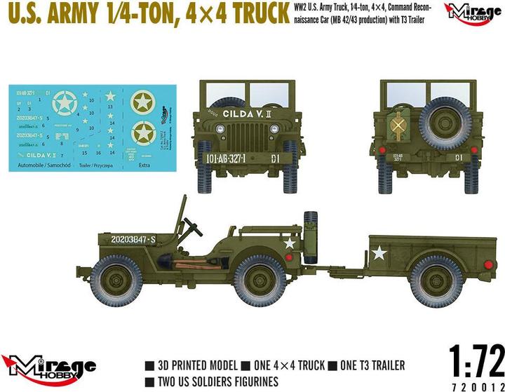 Produktbild Mirage Hobby U.S. ARMY 1??4??TON, 4×4 TRUCK