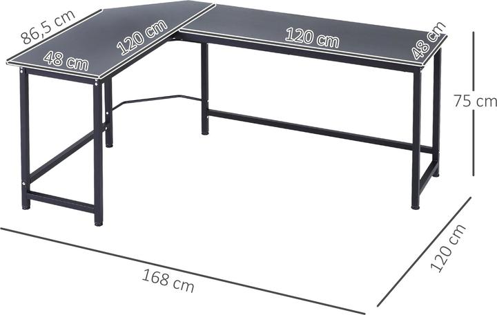 Image du produit Vinsetto Bureau d'angle (168 x 120 x 75 cm)