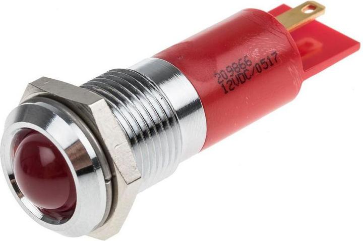 Produktbild RS PRO LED vorst 14mm chrom 12VDC blinkend rot