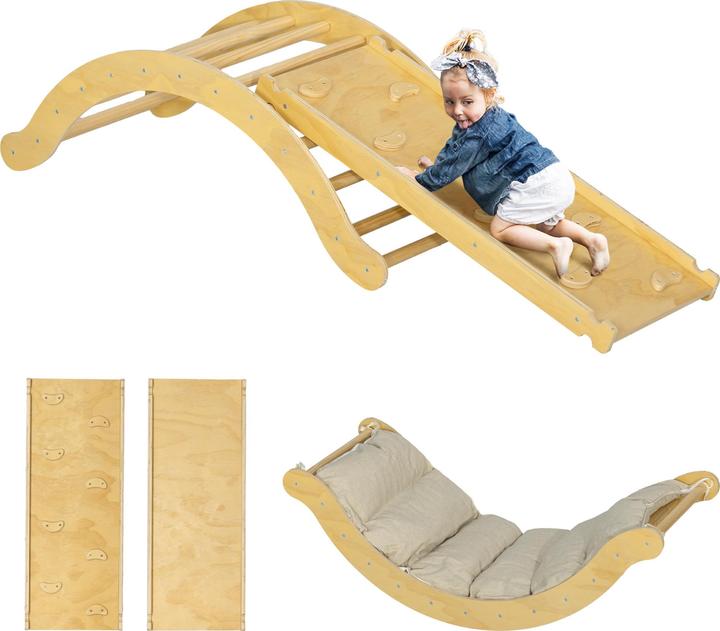 Aiyaplay Klettergerüst Kiefernholz, Mehrschichtenplatte Naturholz
