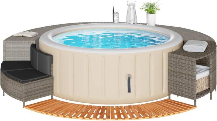 Immagine prodotto VidaXL Bordo della vasca idromassaggio Bordo della piscina Rivestimento della piscina Poli rattan grigio