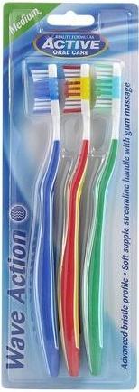 Beauty Formulas Active Oral Care - Wave Action Toothbrushes Medium 3 Pcs. (3 x)
