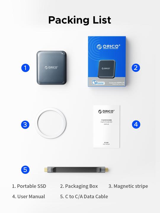 Actual product image Orico 2TB A20PLUS Type-C R2000:W1800 (2 TB)