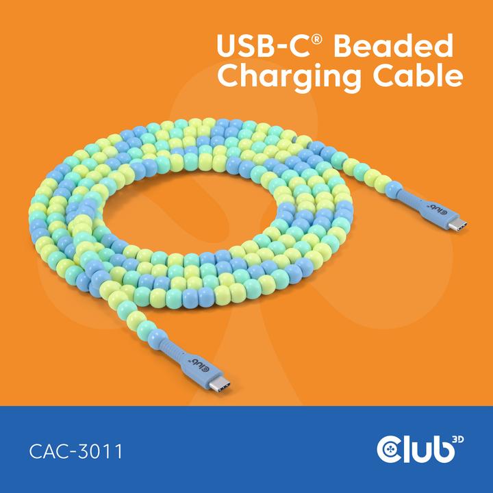 Actual product image Club 3D Club3D Lifestyle USB-C Perlen-Kabel PD60W (2 m, USB 2.0, 60 W)