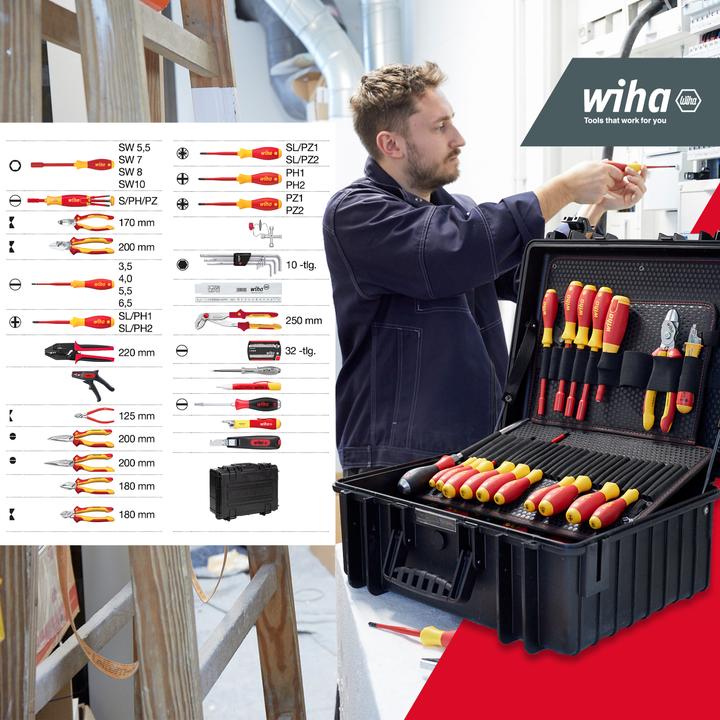 Produktbild Wiha Werkzeug Set Elektriker Competence XL I gemischt 81-tlg. in Werkzeugkoffer (81 Teile)