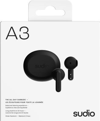 Actual product image Sudio Headphone A3 Black In-Ear True Wireless (25 h, Wireless)