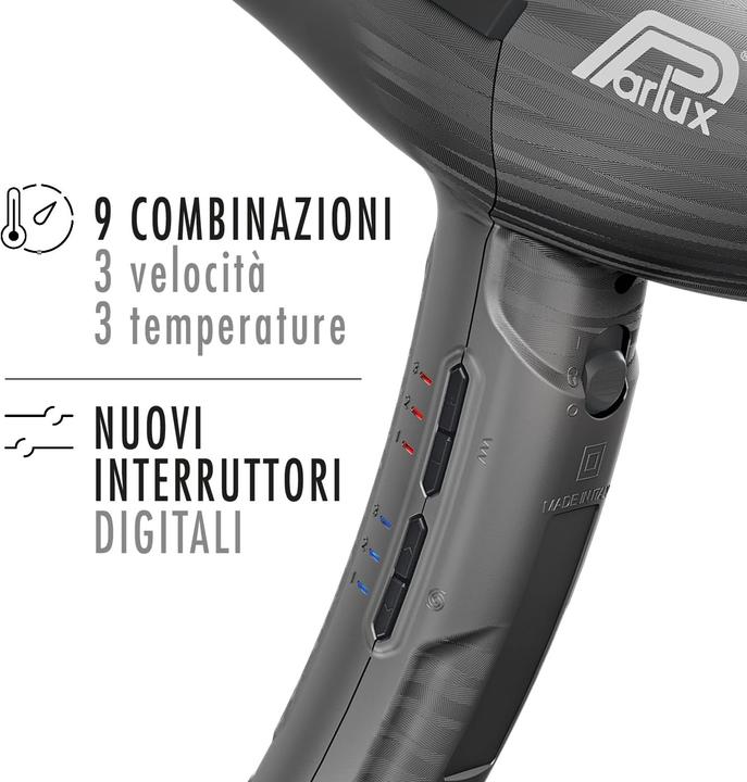 Actual product image Parlux Ethos Professional Digital Hair Dryer Made in Italy Titanium Color (2300 W)