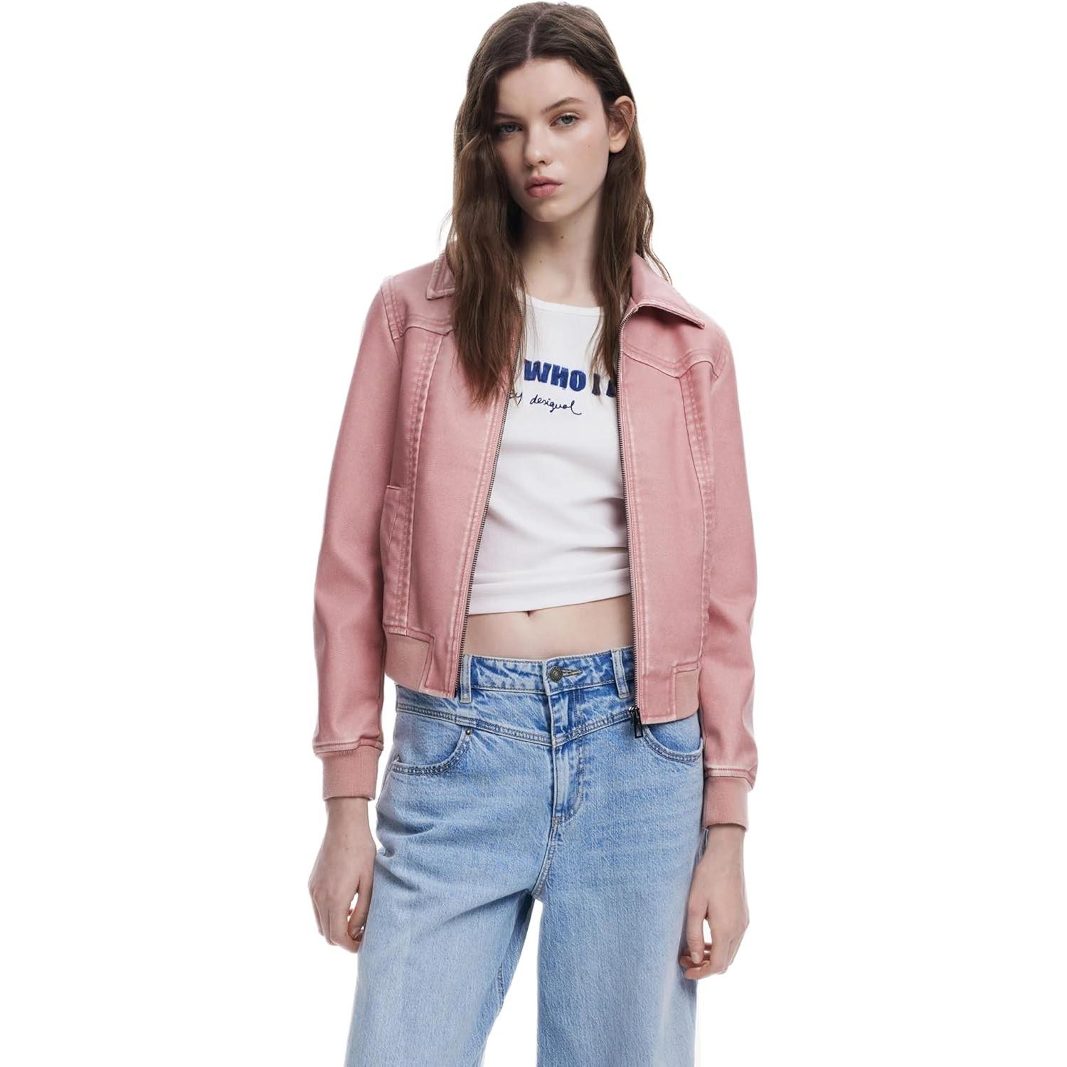 Desigual Donna Rosa Donne, Giacca Leggera, Giacca Colorata Stick, (Xs)