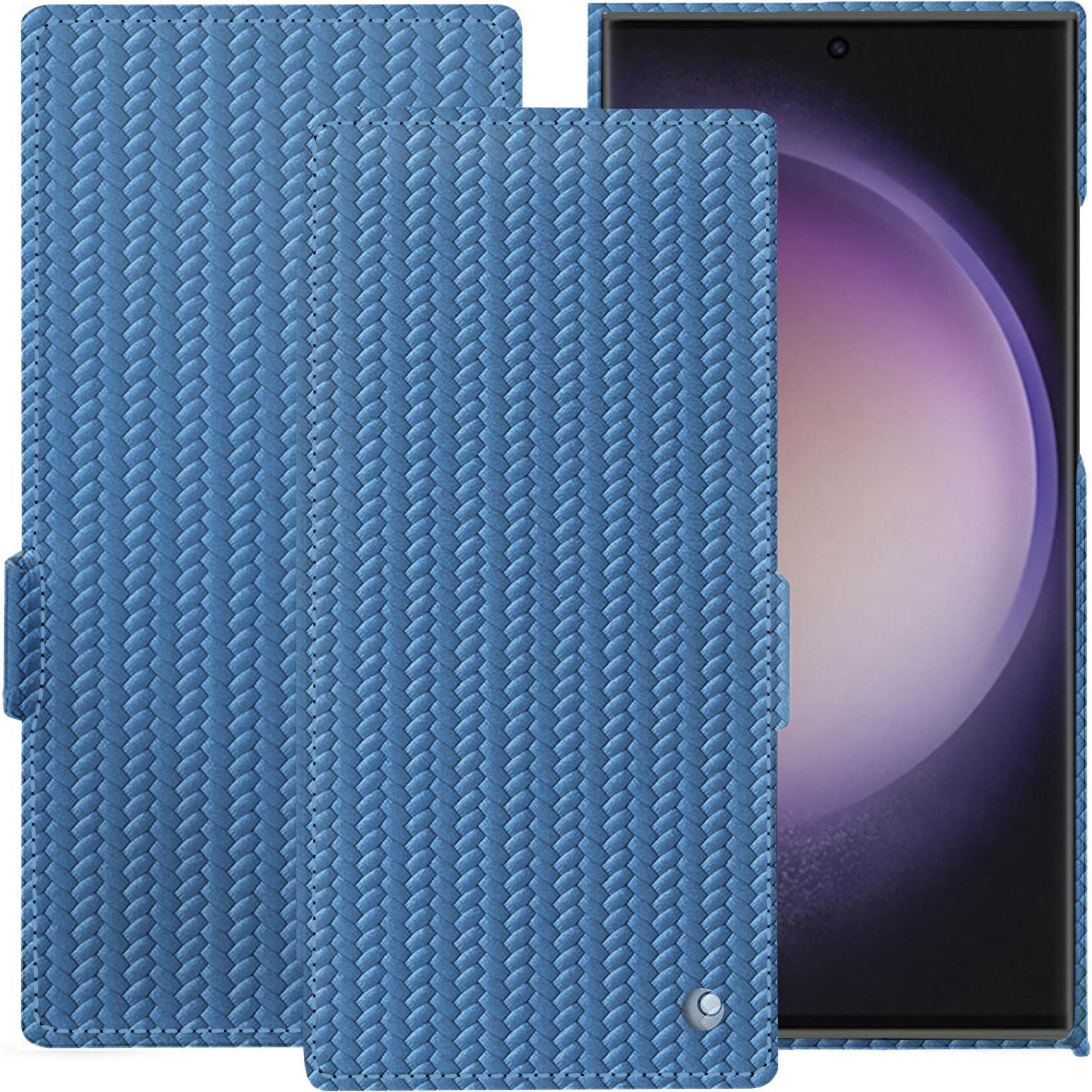 Noreve Lederschutzhülle horizontal (Samsung Galaxy S23 Ultra, Samsung Galaxy S24 Ultra), Smartphone Hülle, Blau