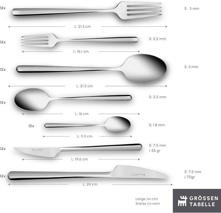 Produktbild Karaca Boreas - RVS Bestekset - 84-delig - 12-persoons (84 Stk., Besteck Set)