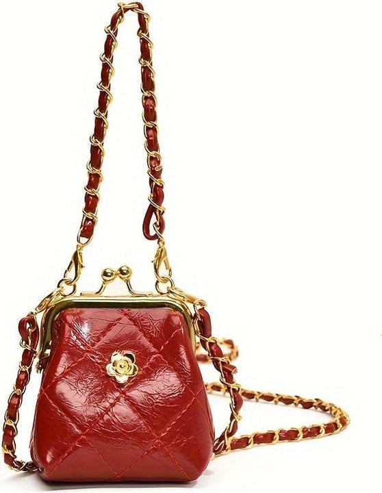 Immagine prodotto Only-Bags.Store Mini borsa a tracolla chic con chiusura a scatto - trapuntata, con design floreale ricamato