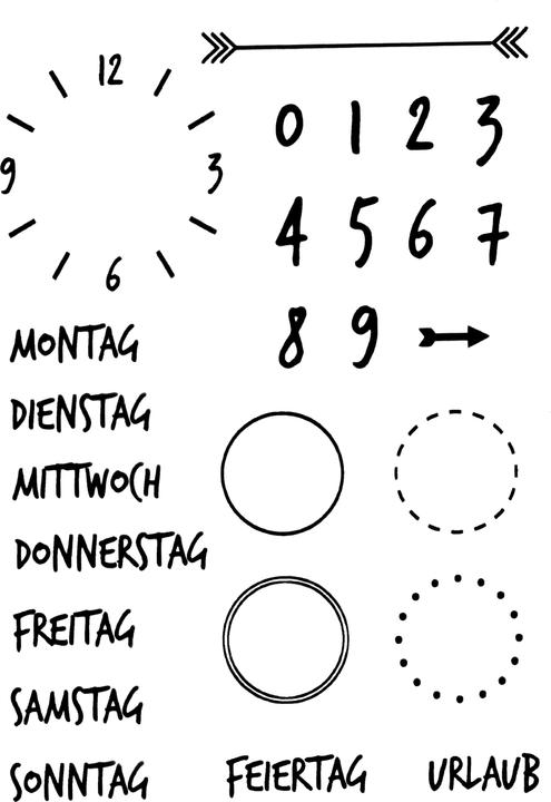 Produktbild Efco Clear Stamps "Wochentage & Zahlen", 26-teilig