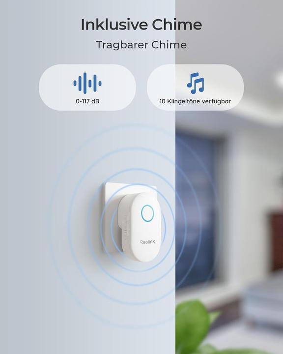 Produktbild Reolink 2K+ Video-Türklingel mit Weitwinkelkamera, Zweiwege-Audio, Personen-Erkennung, WiFi (Kabellos)
