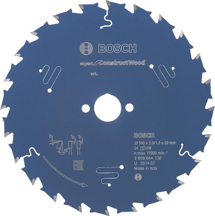 Produktbild Bosch Professional Zubehör Kreissägeblatt Expert for Construct Wood, 160 x 20 x 2,0 mm, 24