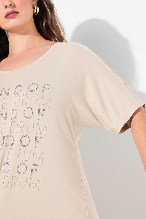 Image du produit Ulla Popken T-shirt oversize à manches courtes, col rond et message imprimé (62)