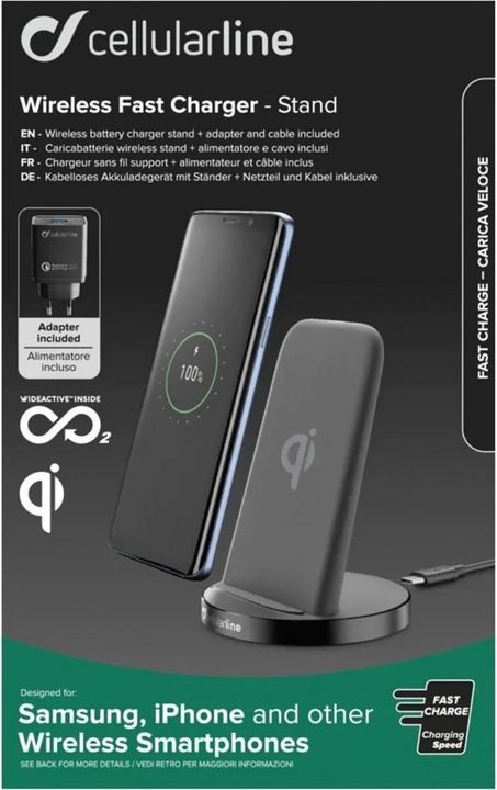 Actual product image Cellularline WIRELESTAND10WTYCK Mobile Device Charger Indoor Black (10 W)