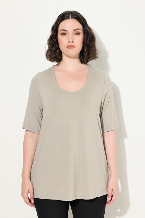 Image du produit Ulla Popken T-shirt doublé à l'avant, col V et manches courtes (42, 44)