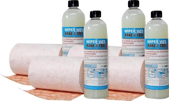 Nordvlies Wet wipe dispenser WIPEX-WET Hand & Tool refill pack 4 rolls of non-woven fabric with 120 (4 pcs.)