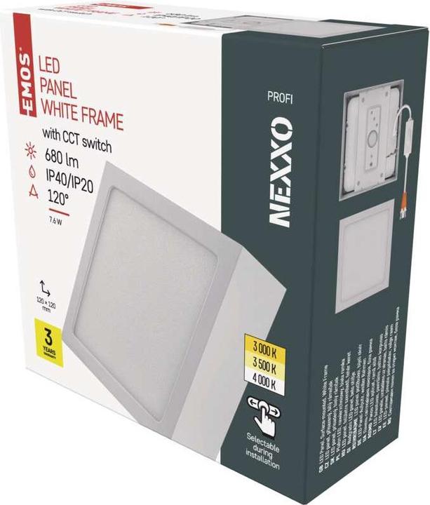 Actual product image Emos Surface-mounted LED light NEXXO, square, white, 7.6W, with Change CCT (680 lm)