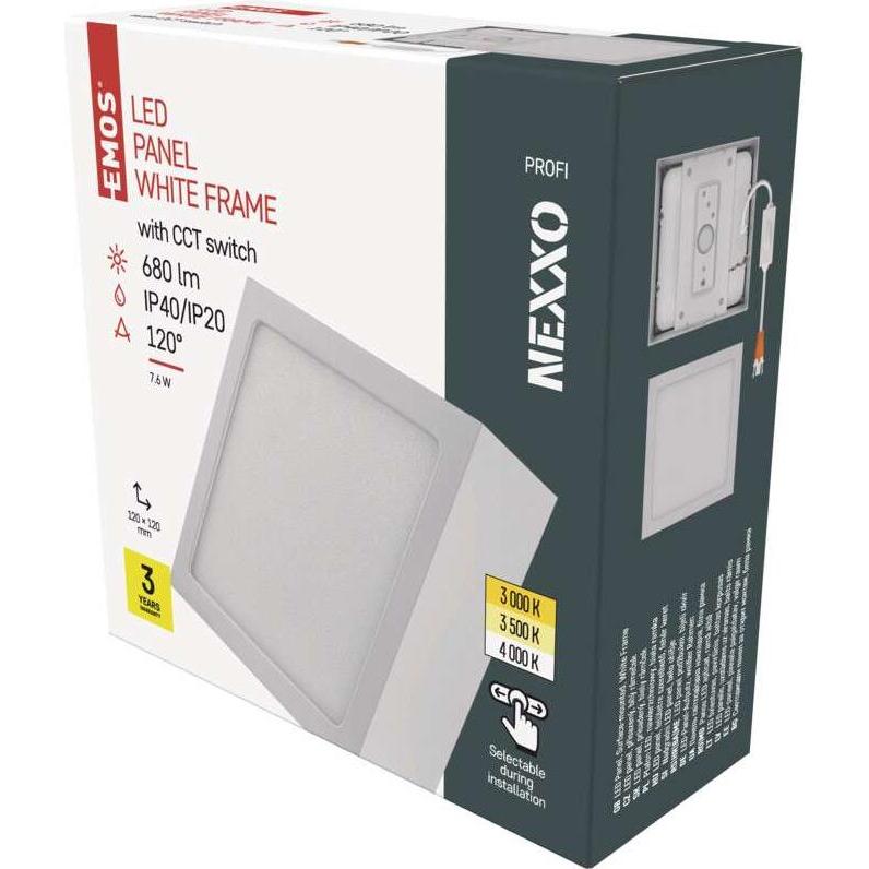 Thumbnail - Emos, Wandleuchte + Deckenleuchte, LED-Anbauleuchte NEXXO, quadratisch, weiss, 7,6W, mit Change CCT (680 lm)