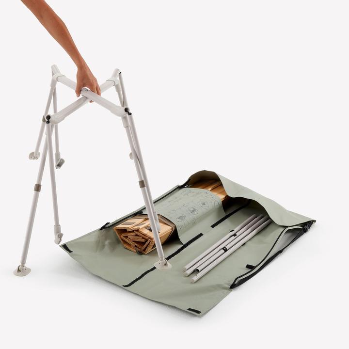 Actual product image Quechua Compact camping table 4/6 people - Wooden top - Storage compartment
