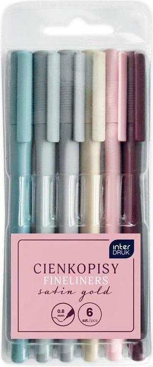 Interdruk Satin-Gold-Fineliner, 6 Farben (Satin Gold, 6x)