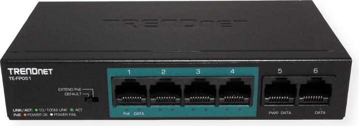 Produktbild Trendnet TE-FP051 Netzwerk-Switch Unmanaged Fast Ethernet (10/100) Power over Ethernet (PoE) Schwarz (5 Ports)