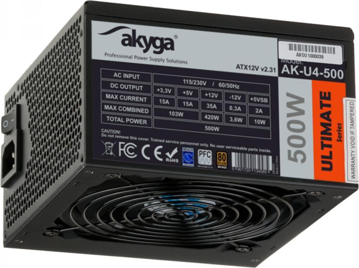 Akyga Ultimate ATX Power Supply 500W AK-U4-500 80 PLUS Bronze PCI-E PFC (500 W)