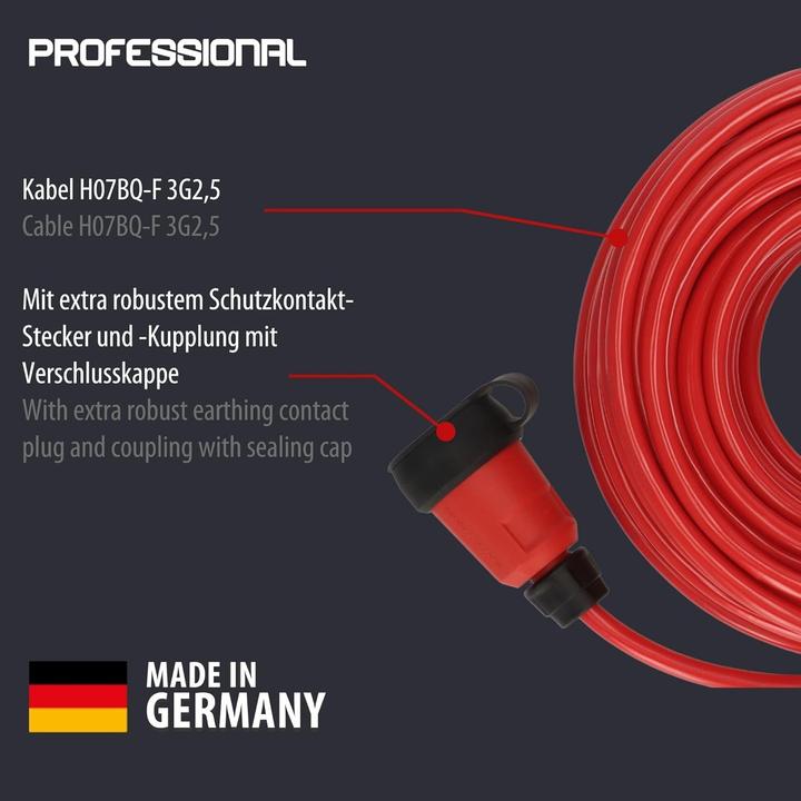 Produktbild Brennenstuhl Professional Outdoor-Verlängerungskabel 25m IP44 rot H07BQ-F 3G2,5 (25 m)