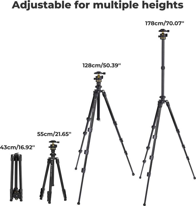 Immagine prodotto K&F Concept K234A3+BH-36L +Clip per iPhone Treppiede in lega di alluminio e magnesio (Metallo)