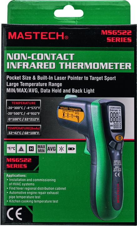 Image du produit Steffen MASTECH Thermomètre infrarouge MS6522 (-20°C - +500°C) gr/sw