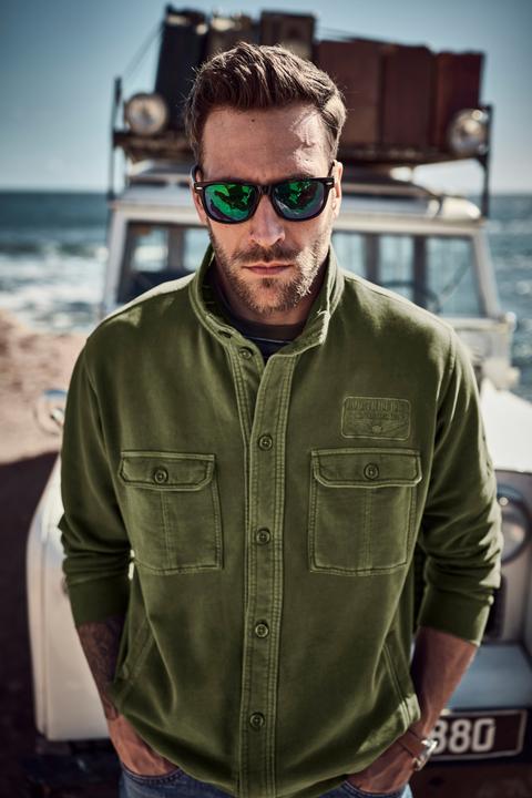 Produktbild JP1880 Sweatjacke, Stehkragen, Badges, Vintage Look (L)