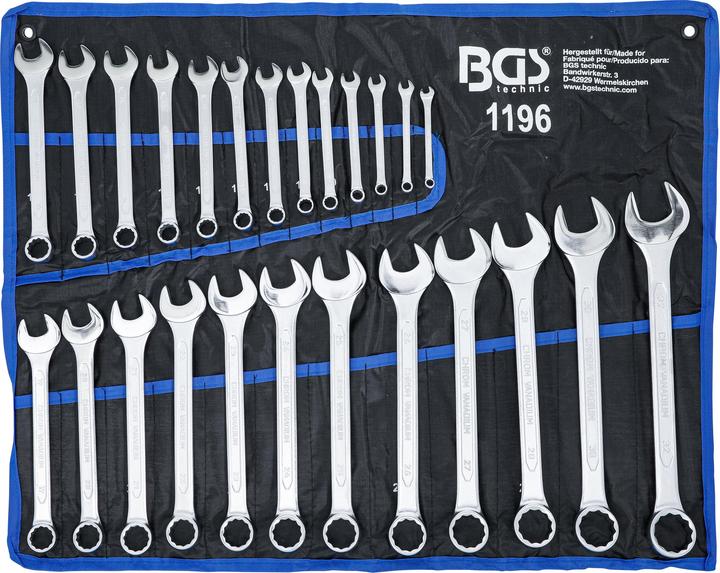 BGS Jeu de clés mixtes 6 - 32 mm 25 pièces (32 mm, 18 mm, 11 mm, 12 mm, 28 mm, 9 mm, 16 mm, 24 mm, 31 mm, 10 mm, 30 mm, 23 mm, 26 mm, 22 mm, 17 mm, 6 mm, 21 mm, 7 mm, 14 mm, 29 mm, 8 mm, 20 mm, 19 mm, 27 mm, 15 mm, 13 mm, 25 mm)