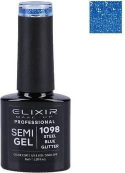 Immagine prodotto Elixir Smalto per unghie ibrido 1098 Steel Blue Glitter 8ml (Blu acciaio)
