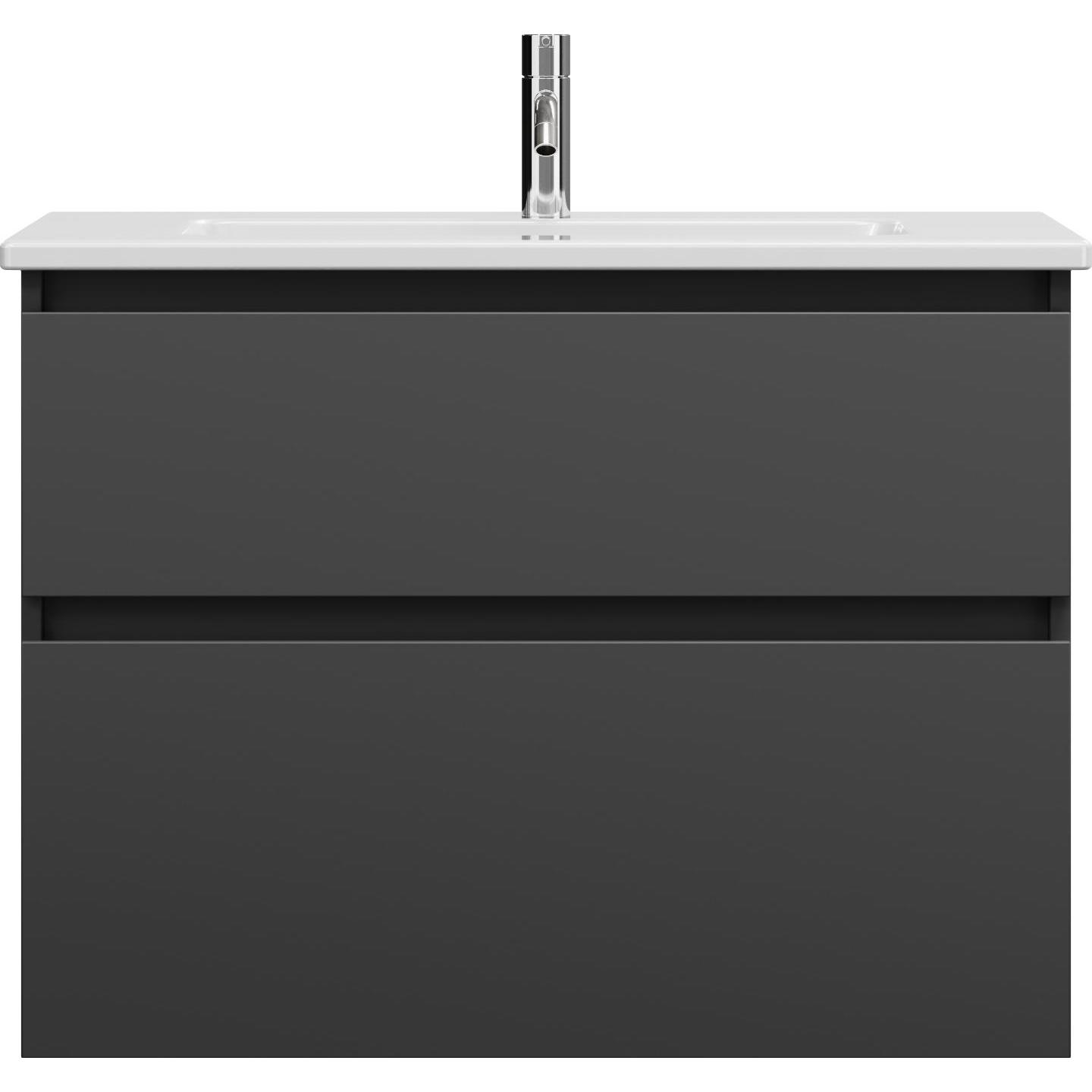 burgbad, Badmöbelset, Lin20 tiefes Keramik-Waschtisch inklusive Waschtischunterschrank 2 Auszüge, 830x415x622mm