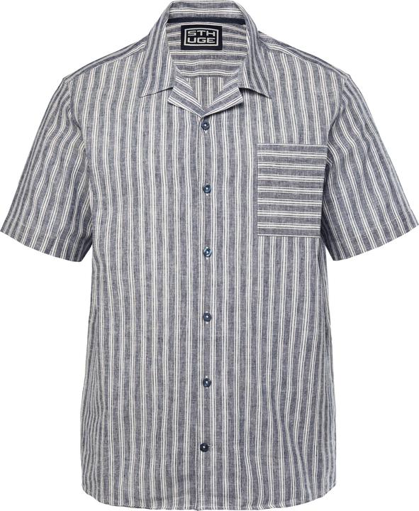 Immagine prodotto Sthuge Hemd, Halbarm, Leinenmix, Streifen, Kuba-Kragen, kastiger Fit (5XL)