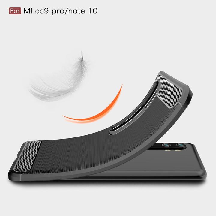 Produktbild König Design Hülle Handy Schutz für Xiaomi Mi Note 10 Case Cover Bumper Carbon Optik Grau (Xiaomi Mi Note 10)