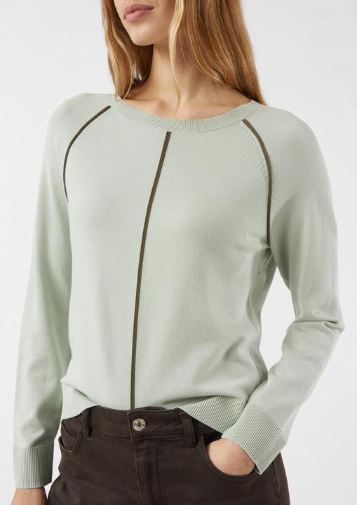 Produktbild Comma Strickpullover Feinstrick-Pullover aus Viskosemix mit Kontrast-Piping-Detail (40)