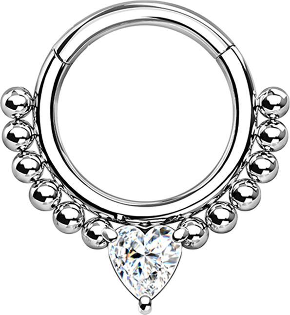 Immagine prodotto Star Piercing Anello a micro segmenti pieghevole in argento con palline e cuore in argento (senza ottone, Acciaio chirurgico 316L)