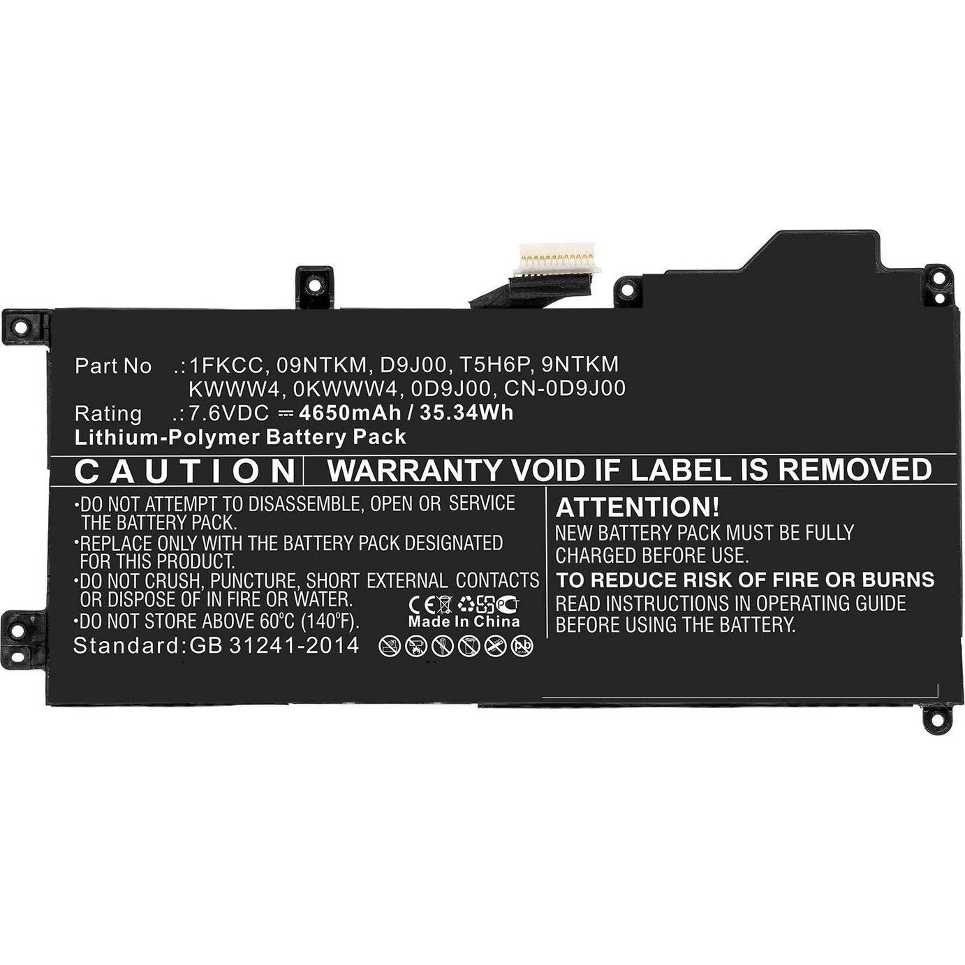 CoreParts Laptop Battery for DELL (4650 mAh), Notebook Akku, Schwarz