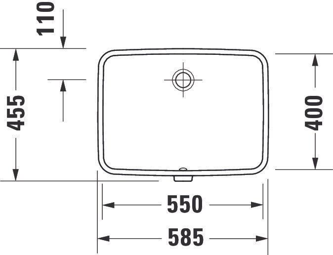 Produktbild Duravit Einbauwaschtisch No 1 we mit Überlauf ohne Hahnloch 550x400mm (400 mm, 550 mm)