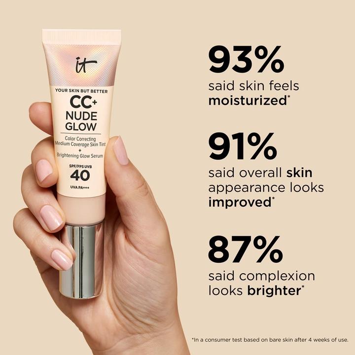 Image du produit It Cosmetics CC NUDE GLOW fond de teint léger sérum éclat SPF40 neutre moyen 32 ml (Neutre Moyen, 32 ml)