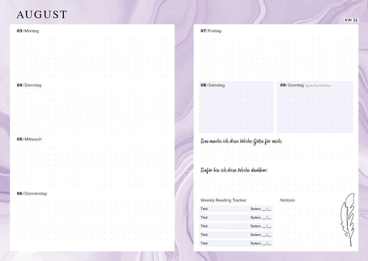 Actual product image Eat, read, sleep, repeat – Mein Jahresplaner 2026: Für alle (21 x 15.5 cm, 1 week / 2 pages)