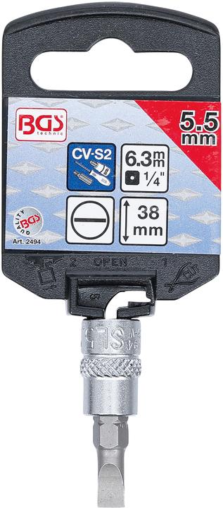 Actual product image BGS Bit Socket 6.3 mm (1/4") Drive Slot SL 5.5 mm (Inner square)